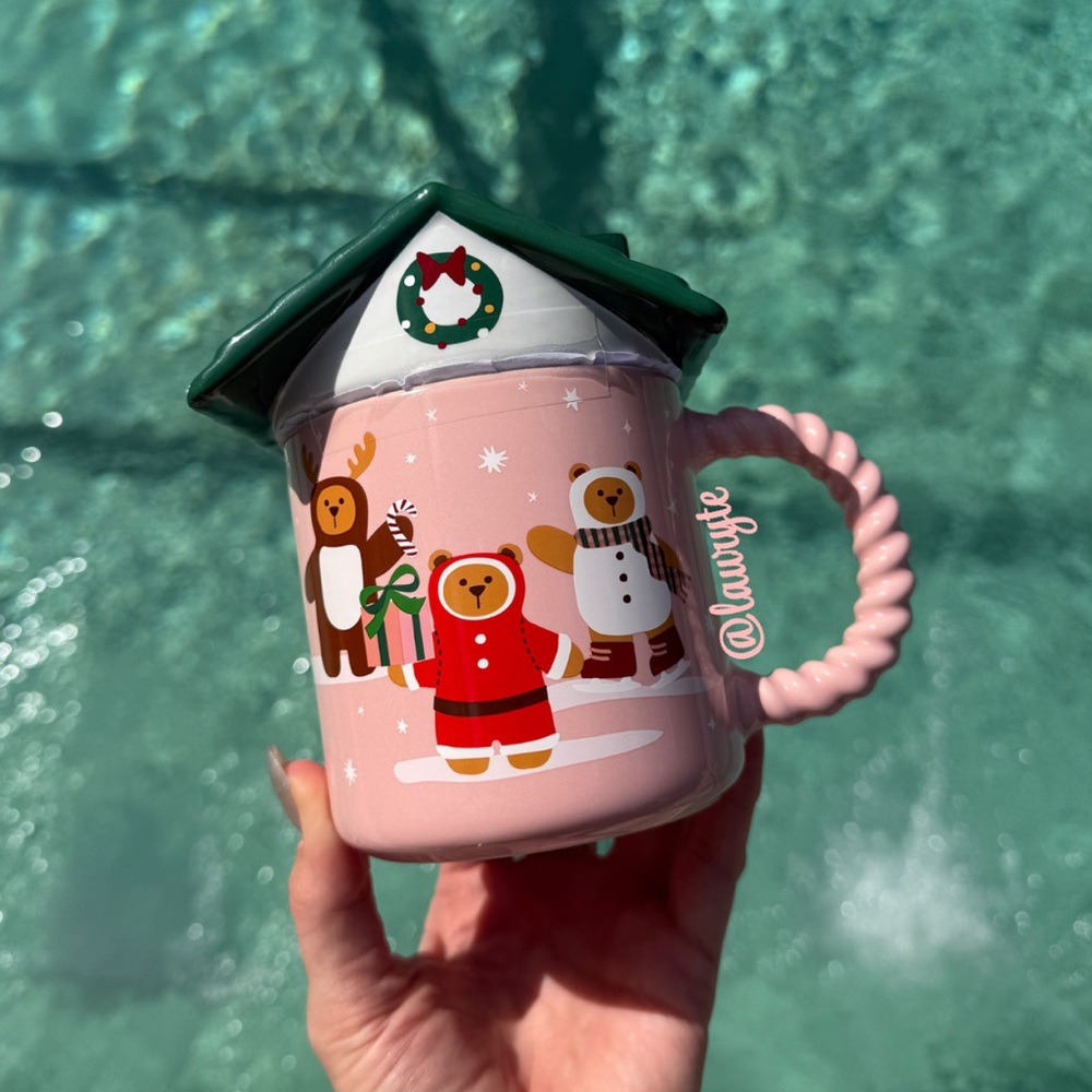 Starbucks Bearista Bear Gingerbread House Ceramic Mug With Lid